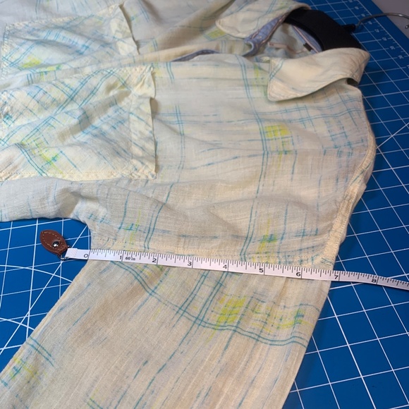 Free People Shore Vibes Lemon Yellow and Blue Plaid Sheer Beachy Shirt M - Picture 8 of 11